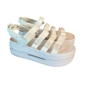 Nike White hook & loop Strap Platform Sandals For Women  Size 10 US